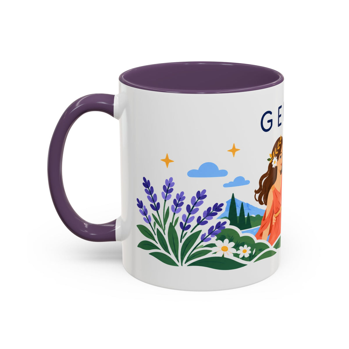 Gemini Zodiac Coffee Mug | Twins and Floral Design | Astrology Birthday Gift | 11 oz 15 oz Ceramic Accent Mug