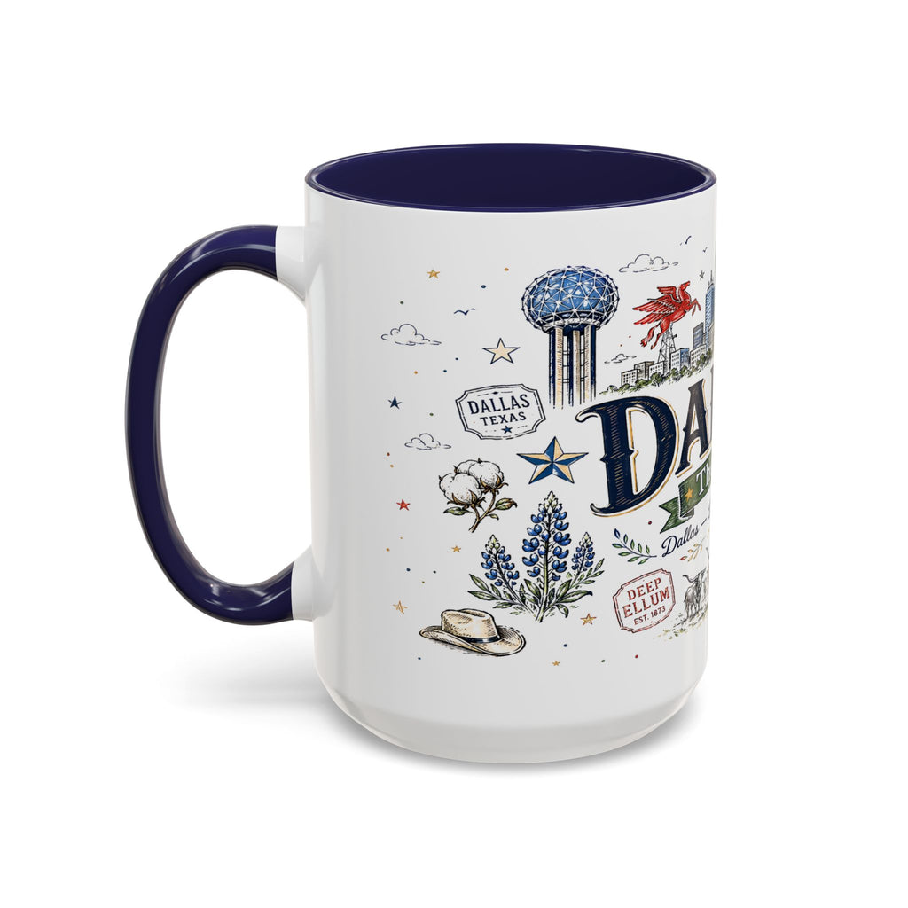 Dallas Coffee Mug | Texas Souvenir City Gift | Accent Color Ceramic 11oz 15oz
