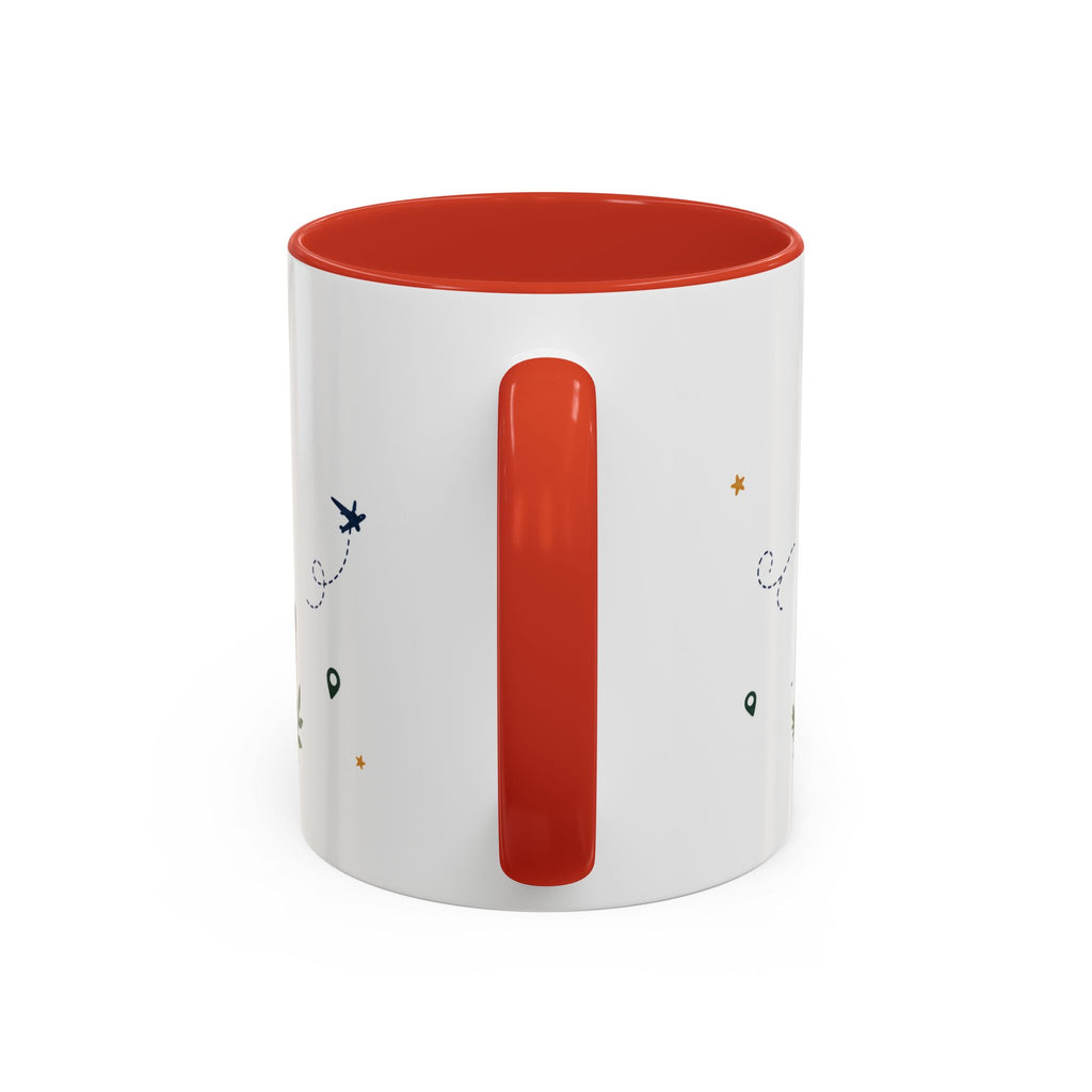 Retirement Plan Coffee And Adventures Mug | Travel Retirement Gift | Accent Color Ceramic 11oz 15oz