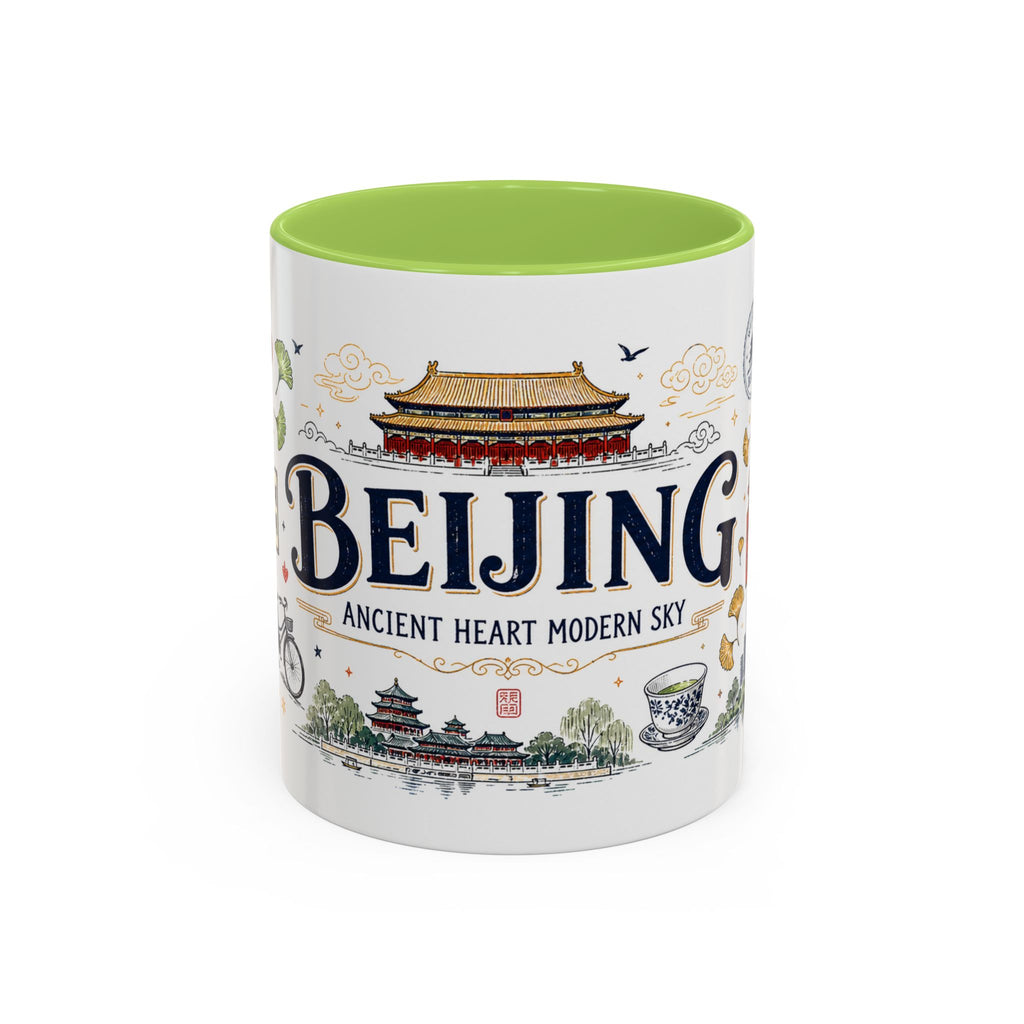 Beijing Coffee Mug | China Souvenir Travel Gift | Accent Color Ceramic 11oz 15oz