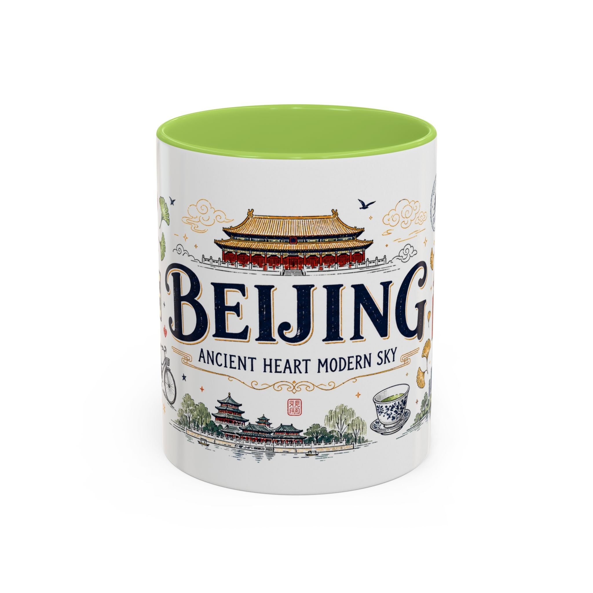 Beijing Coffee Mug | China Souvenir Travel Gift | Accent Color Ceramic 11oz 15oz