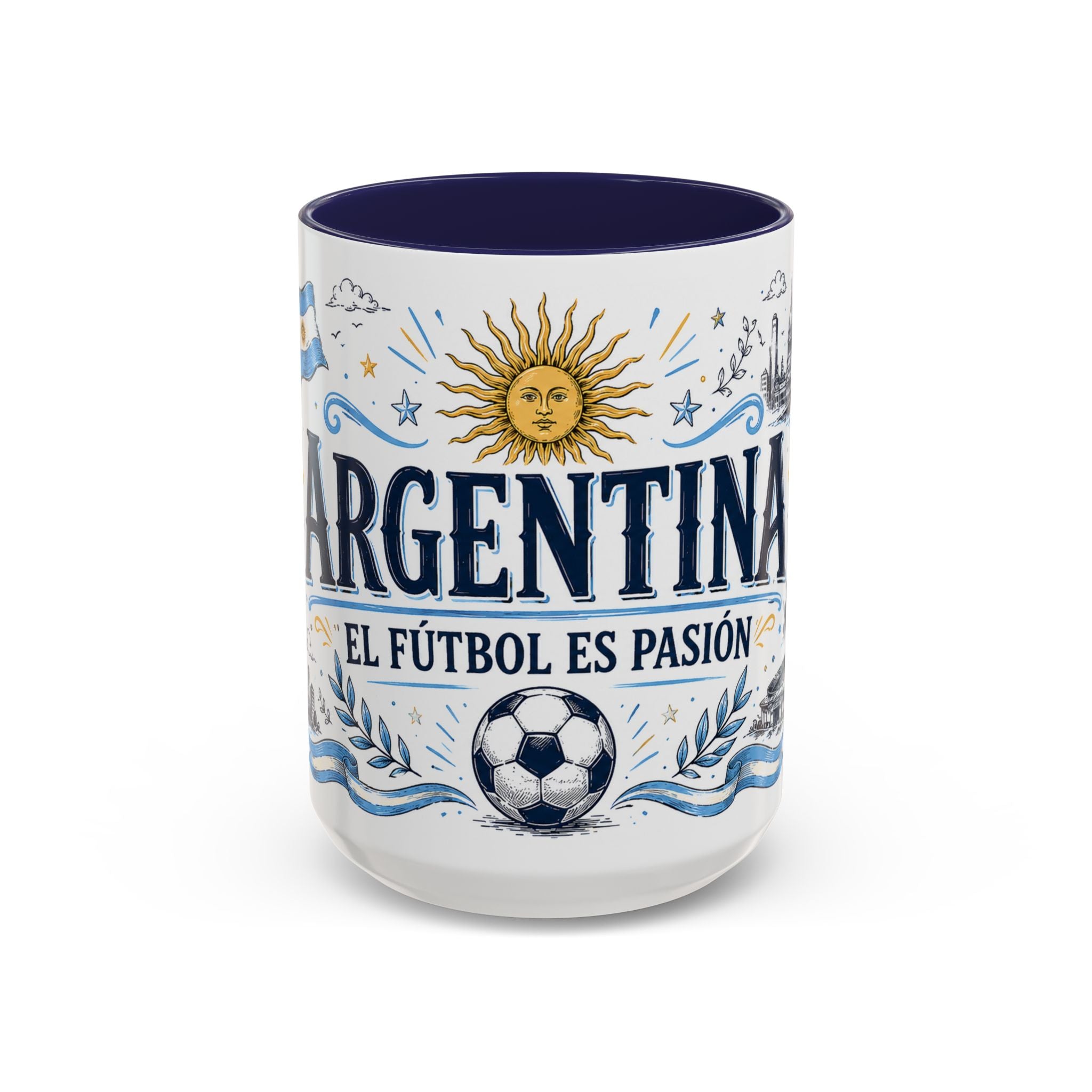 Argentina Soccer Coffee Mug | Soccer Fan Gift | Accent Color Ceramic 11oz 15oz Match Day Cup