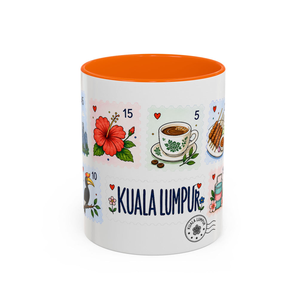 Kuala Lumpur Coffee Mug | Postage Stamp Collage Mug | Travel Souvenir Accent Cup 11oz 15oz