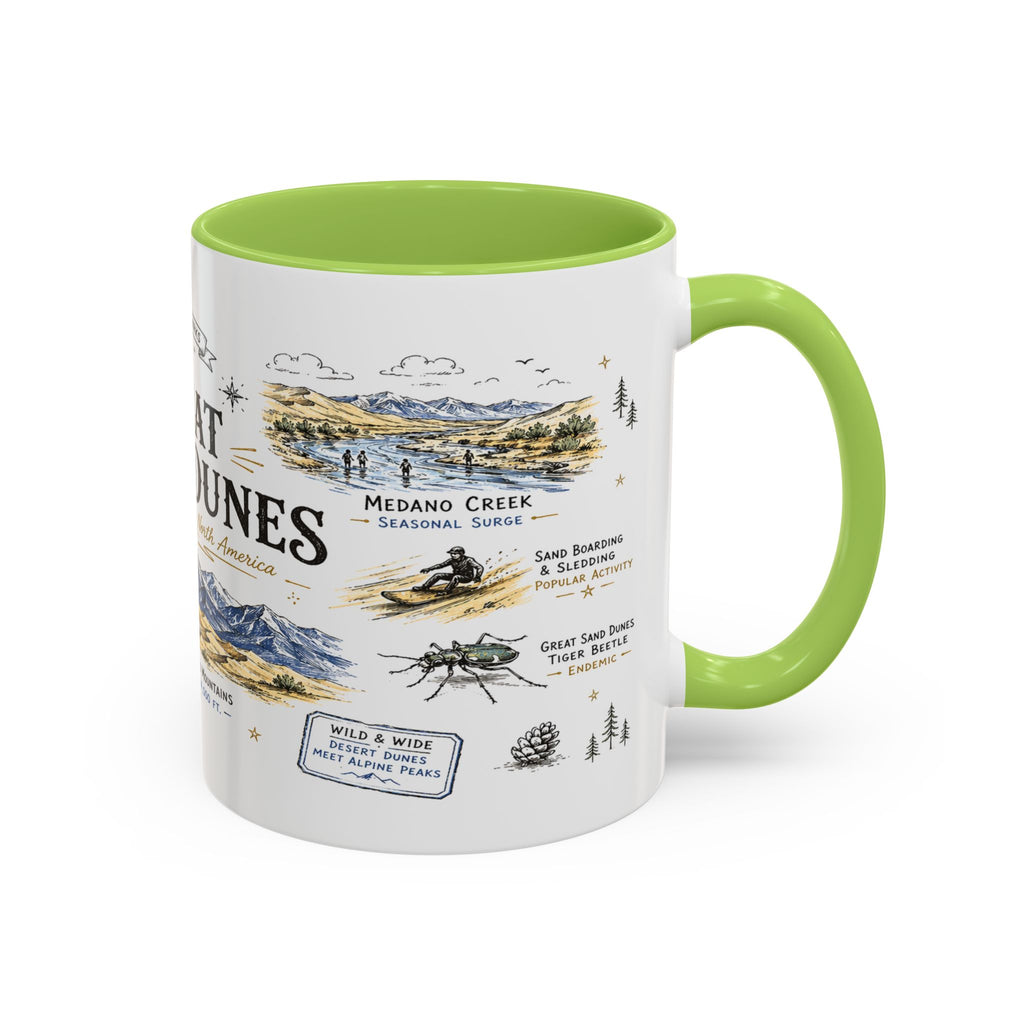 Great Sand Dunes National Park Coffee Mug | Colorado Desert Mountain Dunes Gift | Accent Color Ceramic 11oz 15oz