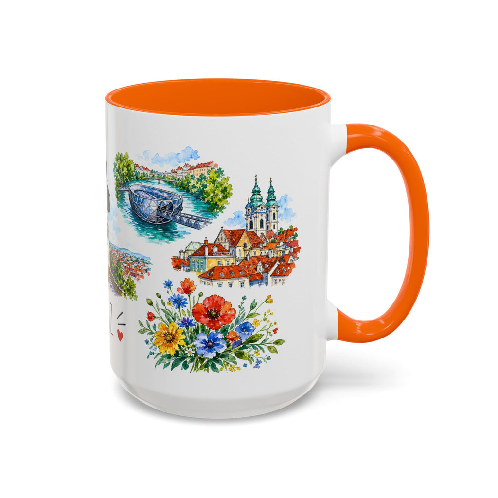 Graz Illustrated Travel Mug | City Souvenir Accent Coffee Mug | 11oz 15oz Ceramic Cup