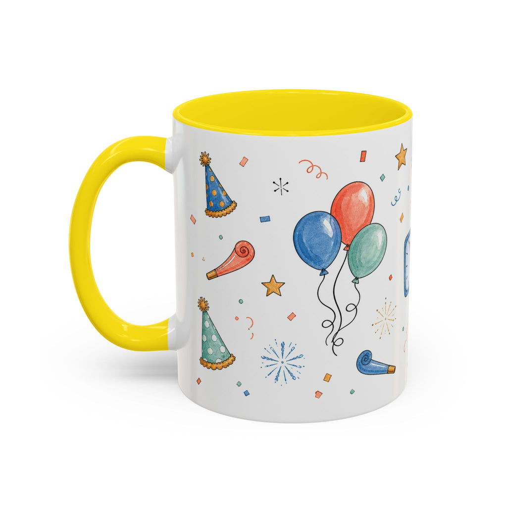 New Year Party Mug | Balloon Popper Watercolor Celebration Gift | Accent Cup 11oz 15oz