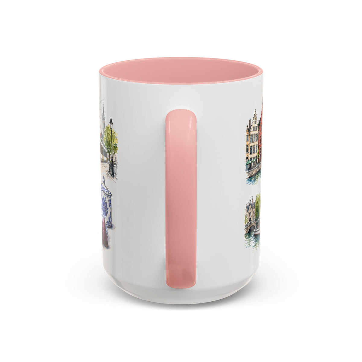 Ghent Illustrated Travel Mug | City Souvenir Accent Coffee Mug | 11oz 15oz Ceramic Cup