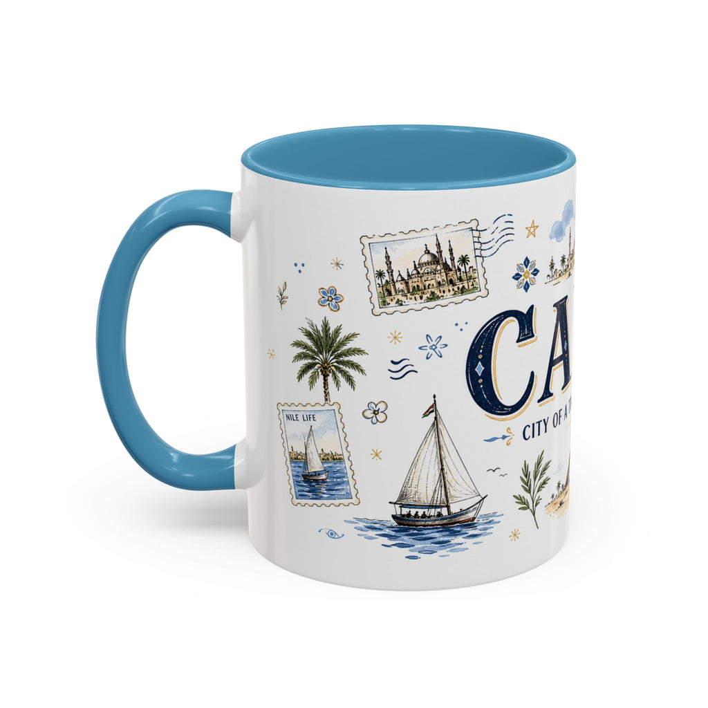 Cairo Coffee Mug | Egypt Souvenir Travel Gift | Accent Color Ceramic 11oz 15oz