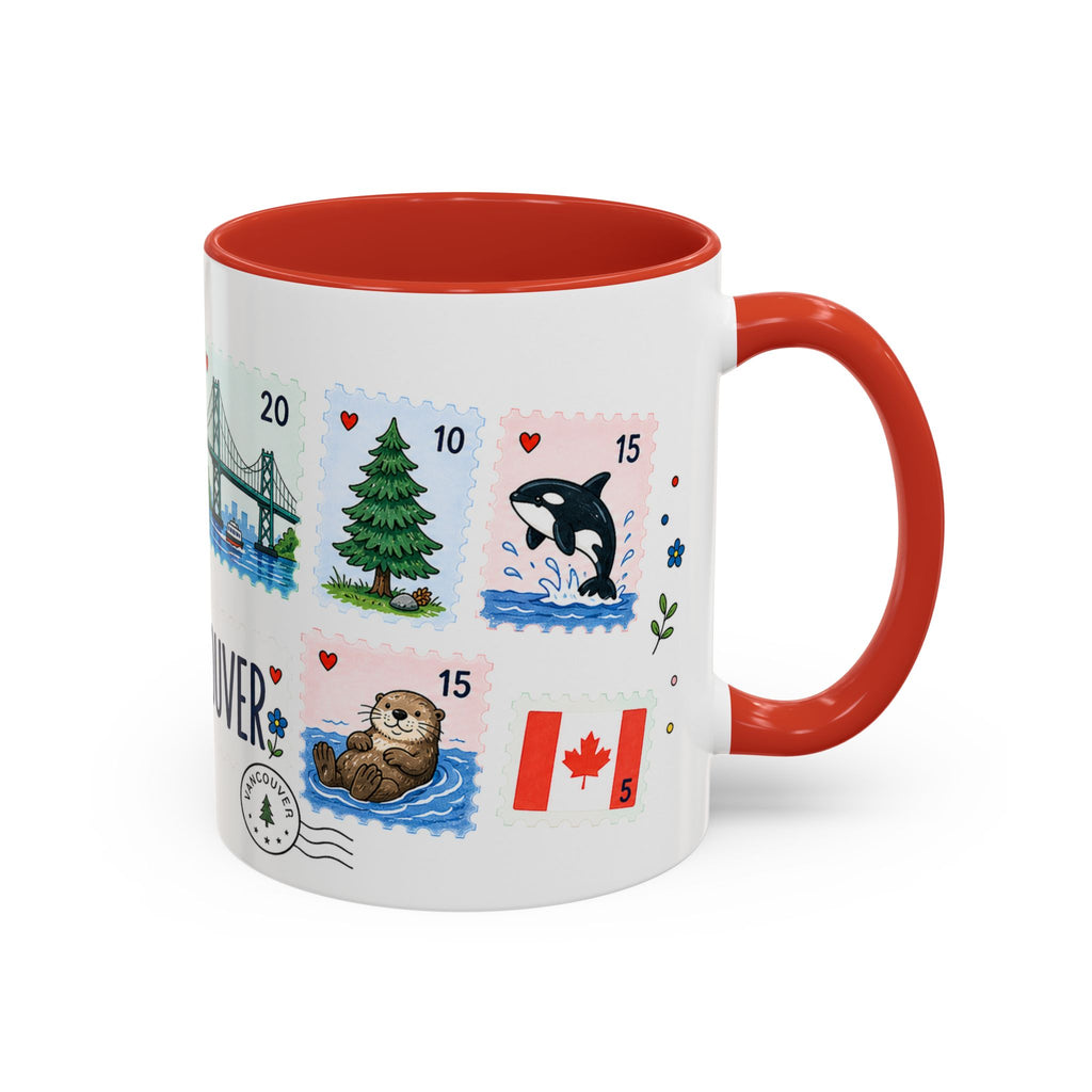 Vancouver Coffee Mug | Postage Stamp Collage Mug | Travel Souvenir Accent Cup 11oz 15oz