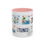 Tunis Coffee Mug | Postage Stamp Collage Mug | Travel Souvenir Accent Cup 11oz 15oz