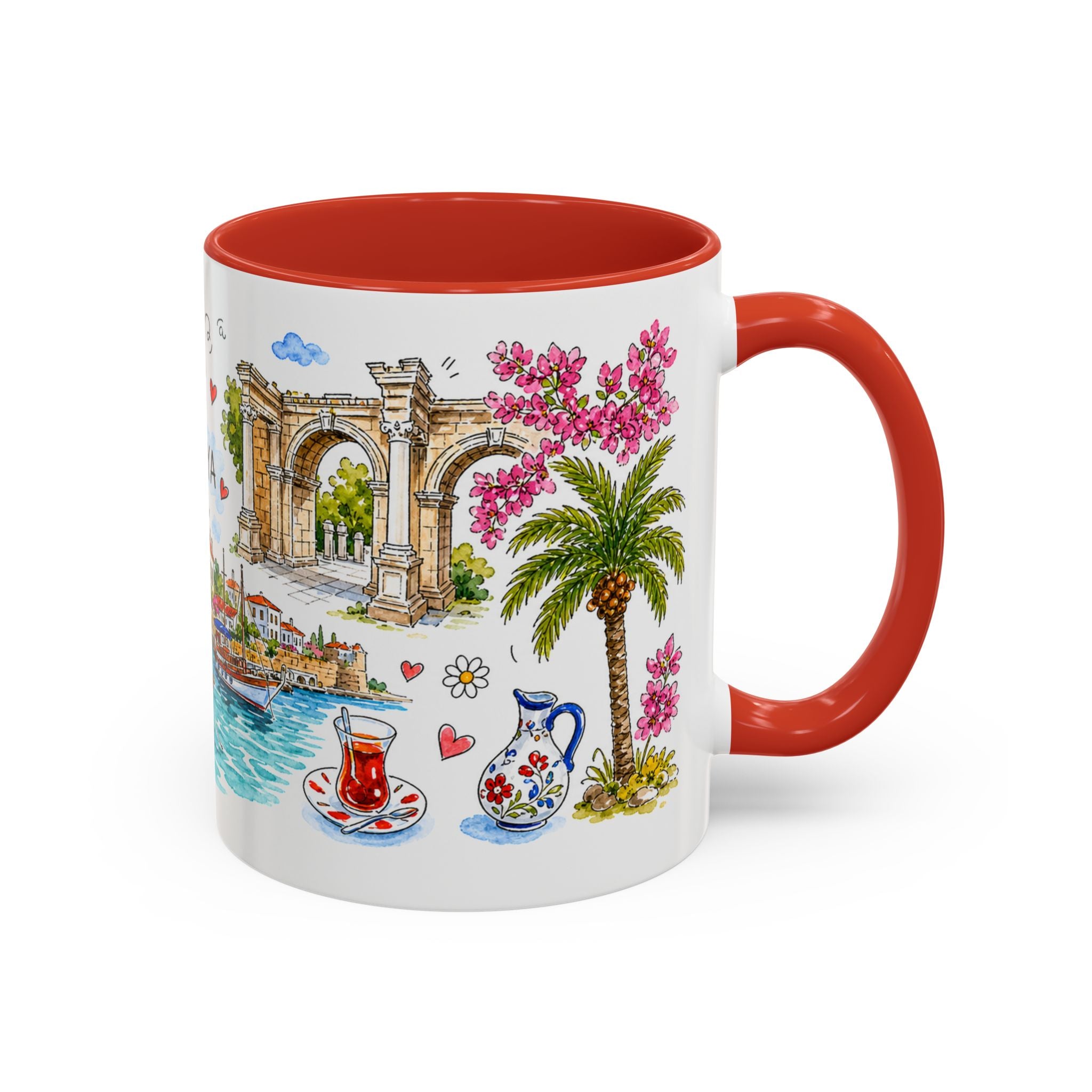 Antalya Travel Mug | European City Souvenir Accent Coffee Mug | 11oz 15oz Ceramic Cup