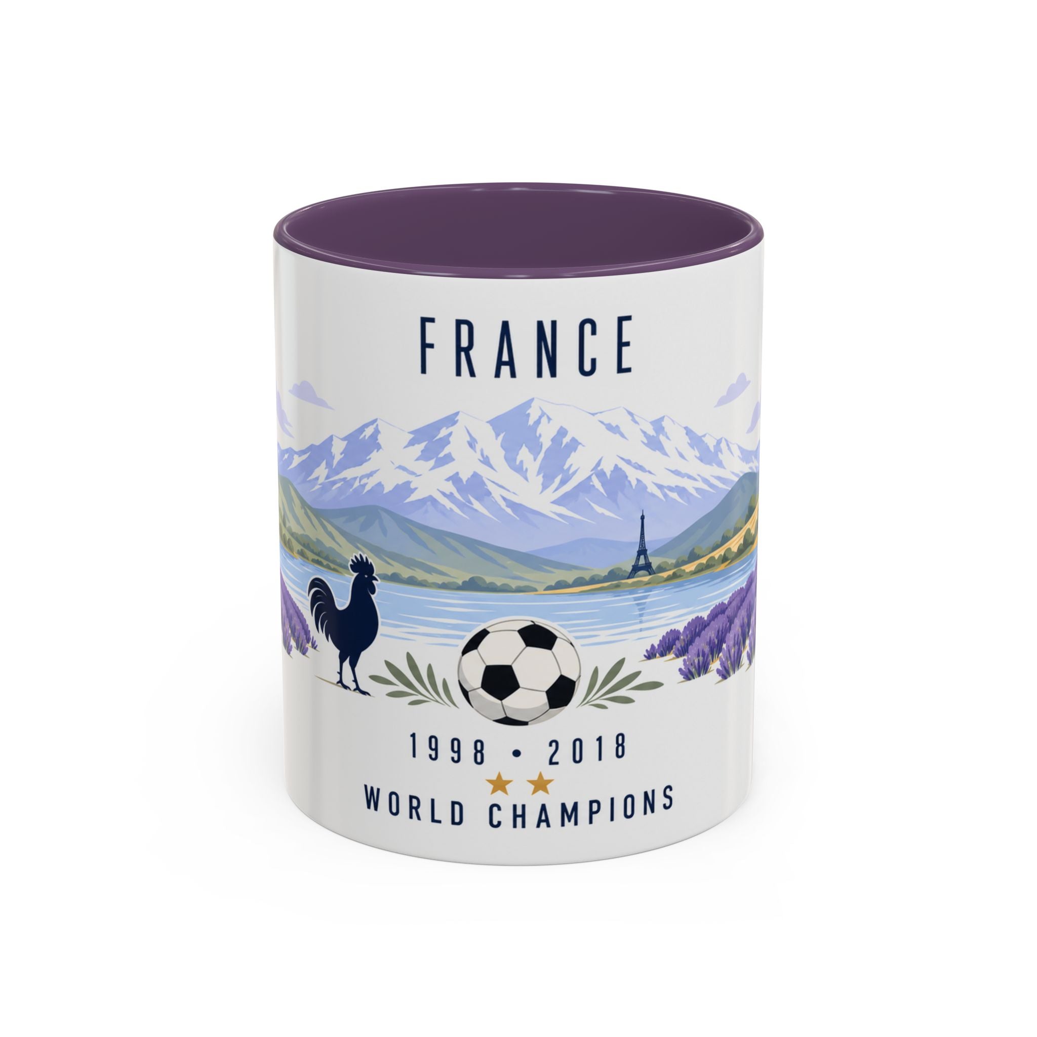 France World Champions Mug | Two Time Soccer Champion Gift | French Football Fan Cup | 1998 2018 | 11oz 15oz Accent Mug