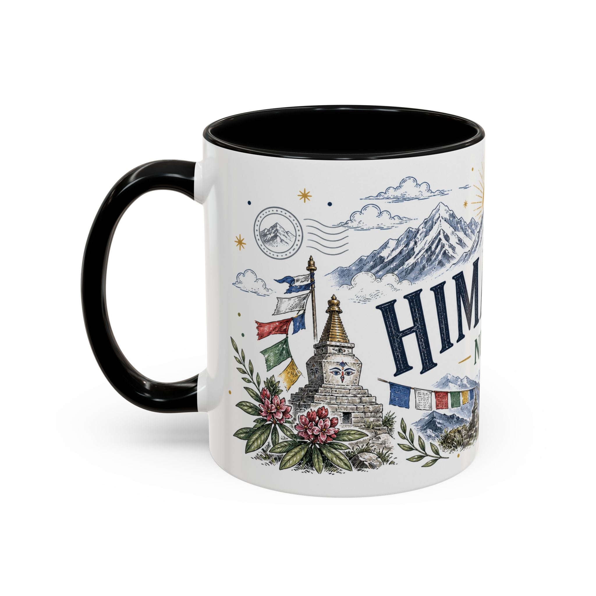 Himalaya Coffee Mug | Travel Destination Souvenir Gift | Accent Color Ceramic 11oz 15oz