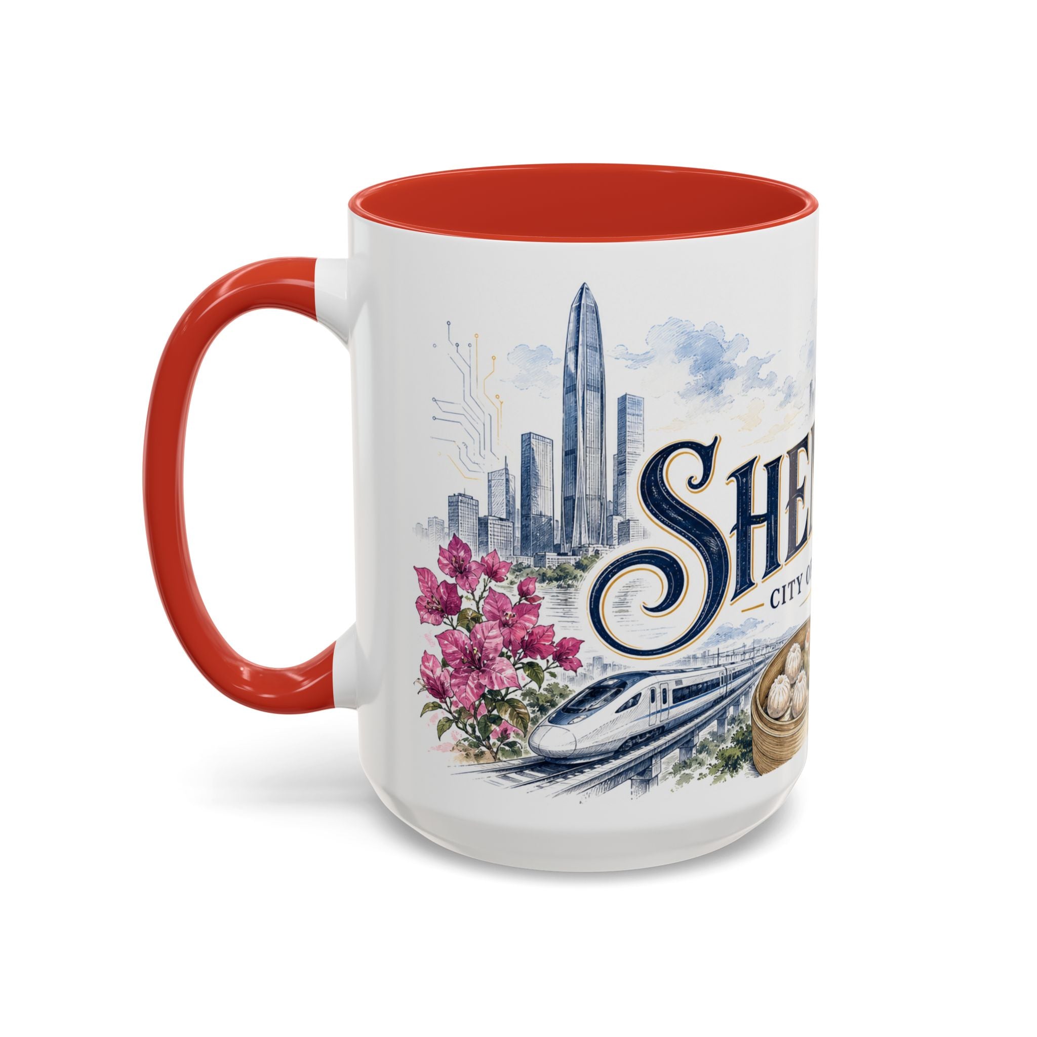 Shenzhen Coffee Mug | China Travel Souvenir | Vintage Illustrated City Gift | 11 oz 15 oz Accent Mug