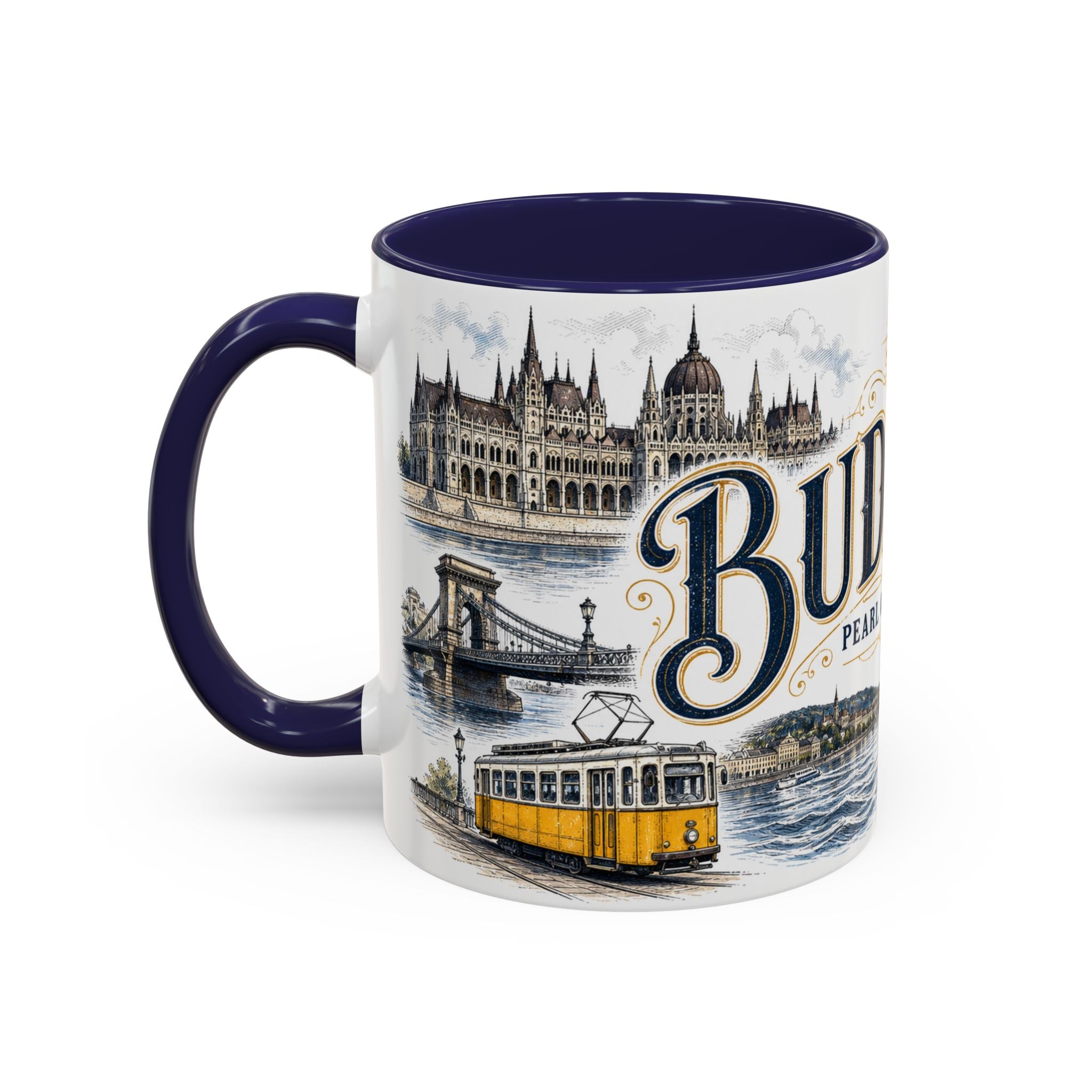 Budapest Coffee Mug | Hungary Travel Souvenir | Vintage Illustrated City Gift | 11 oz 15 oz Accent Mug