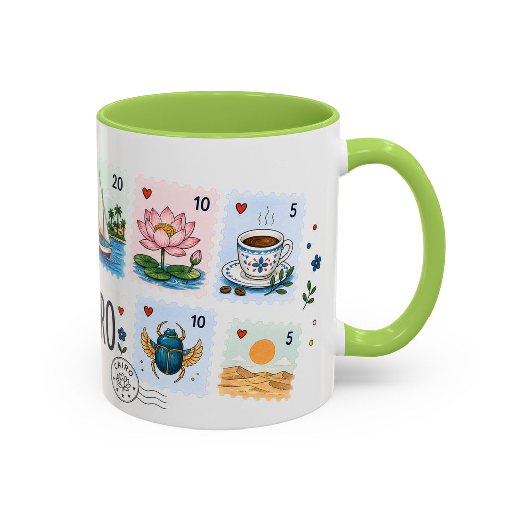 Cairo Coffee Mug | Postage Stamp Collage Mug | Travel Souvenir Accent Cup 11oz 15oz