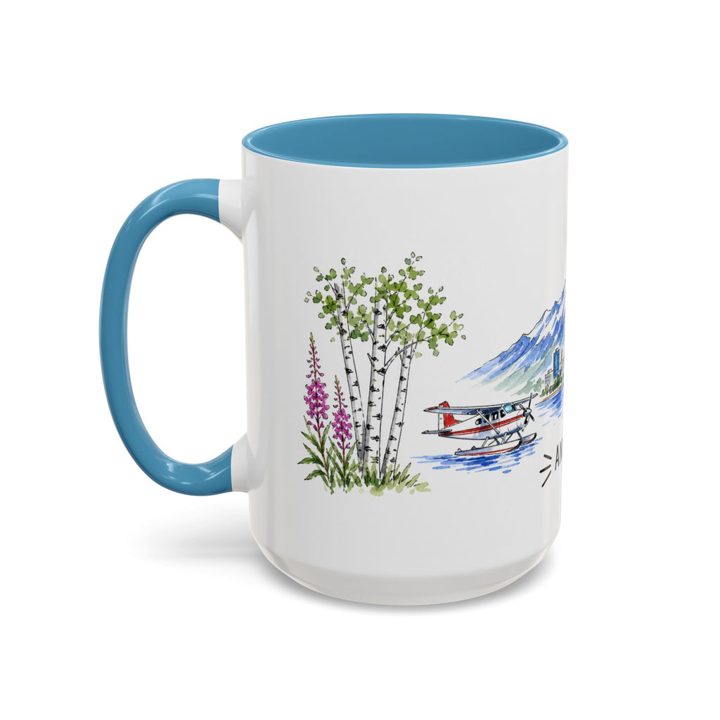 Anchorage Illustrated Travel Mug | City Souvenir Accent Coffee Mug | 11oz 15oz Ceramic Cup