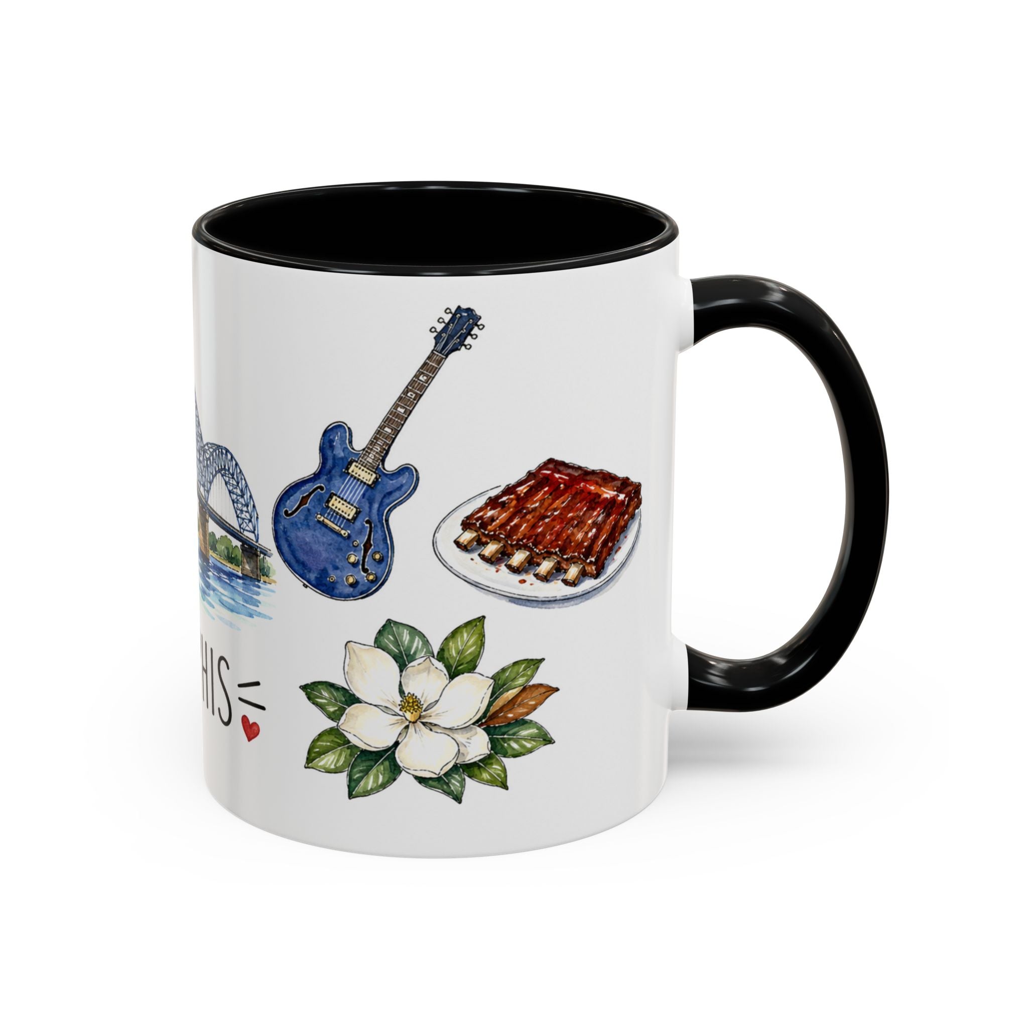 Memphis Illustrated Travel Mug | City Souvenir Accent Coffee Mug | 11oz 15oz Ceramic Cup