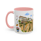 Ronda Illustrated Travel Mug | Spain Souvenir Accent Coffee Mug | 11oz 15oz Ceramic Cup