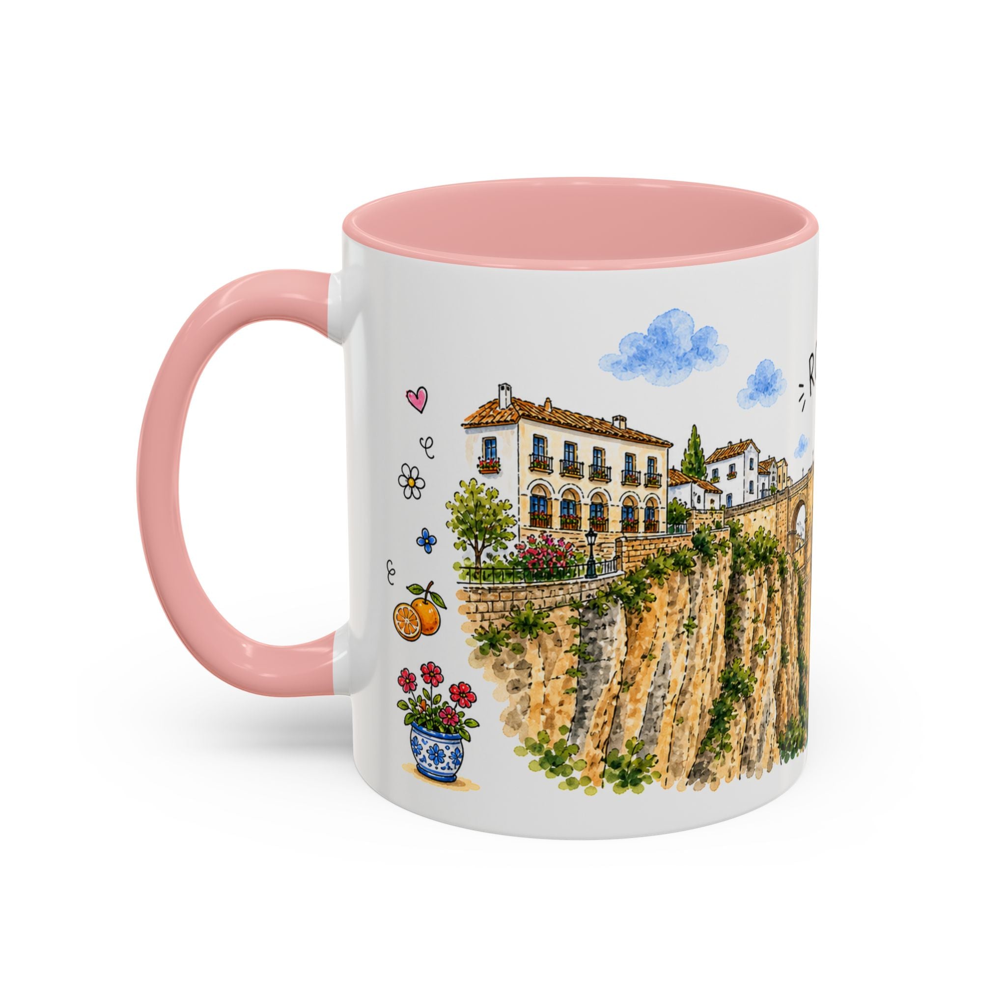 Ronda Illustrated Travel Mug | Spain Souvenir Accent Coffee Mug | 11oz 15oz Ceramic Cup