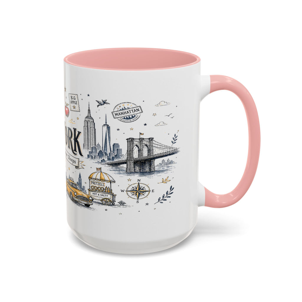New York City Coffee Mug | New York Souvenir Travel Gift | Accent Color Ceramic 11oz 15oz