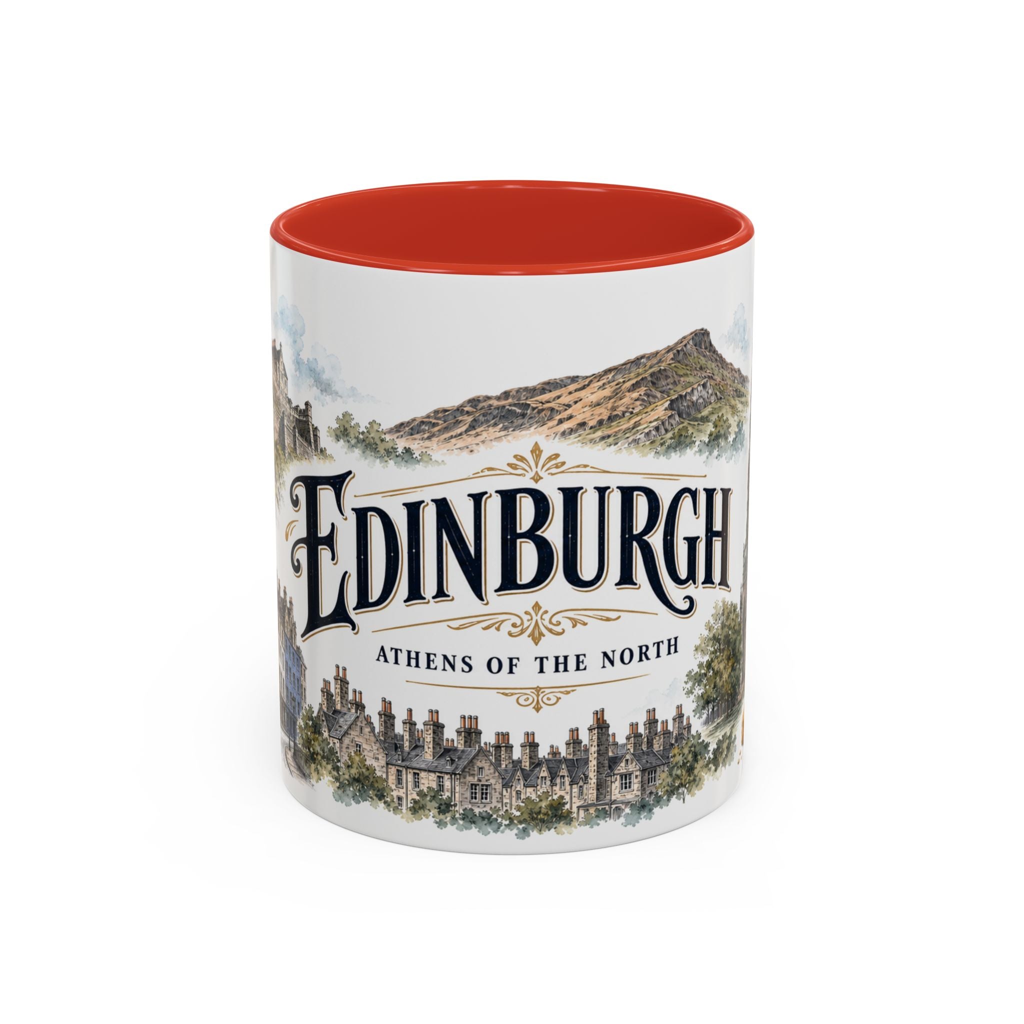 Edinburgh Coffee Mug | United Kingdom Travel Souvenir | Vintage Illustrated City Gift | 11 oz 15 oz Accent Mug