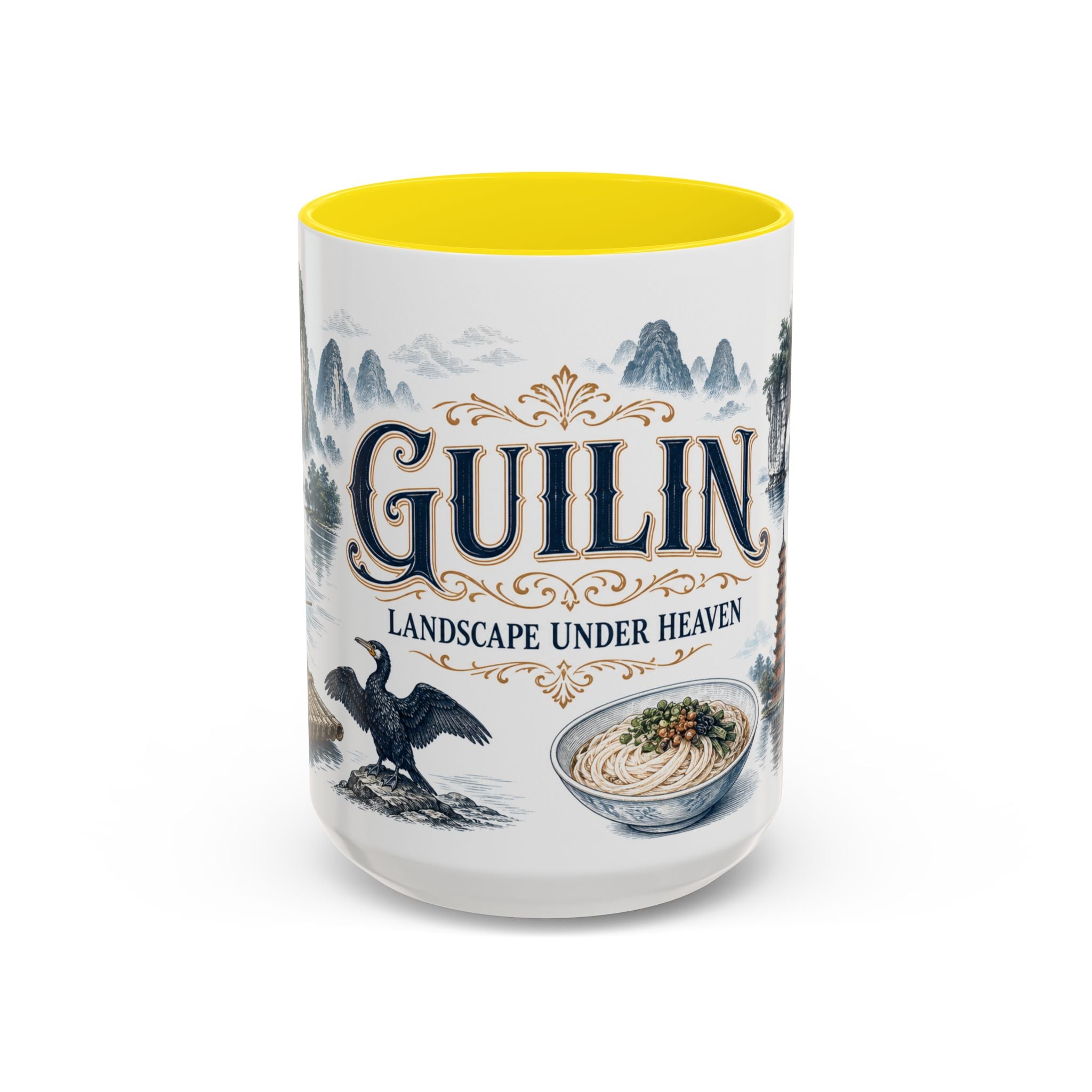 Guilin Coffee Mug | China Travel Souvenir | Vintage Illustrated City Gift | 11 oz 15 oz Accent Mug