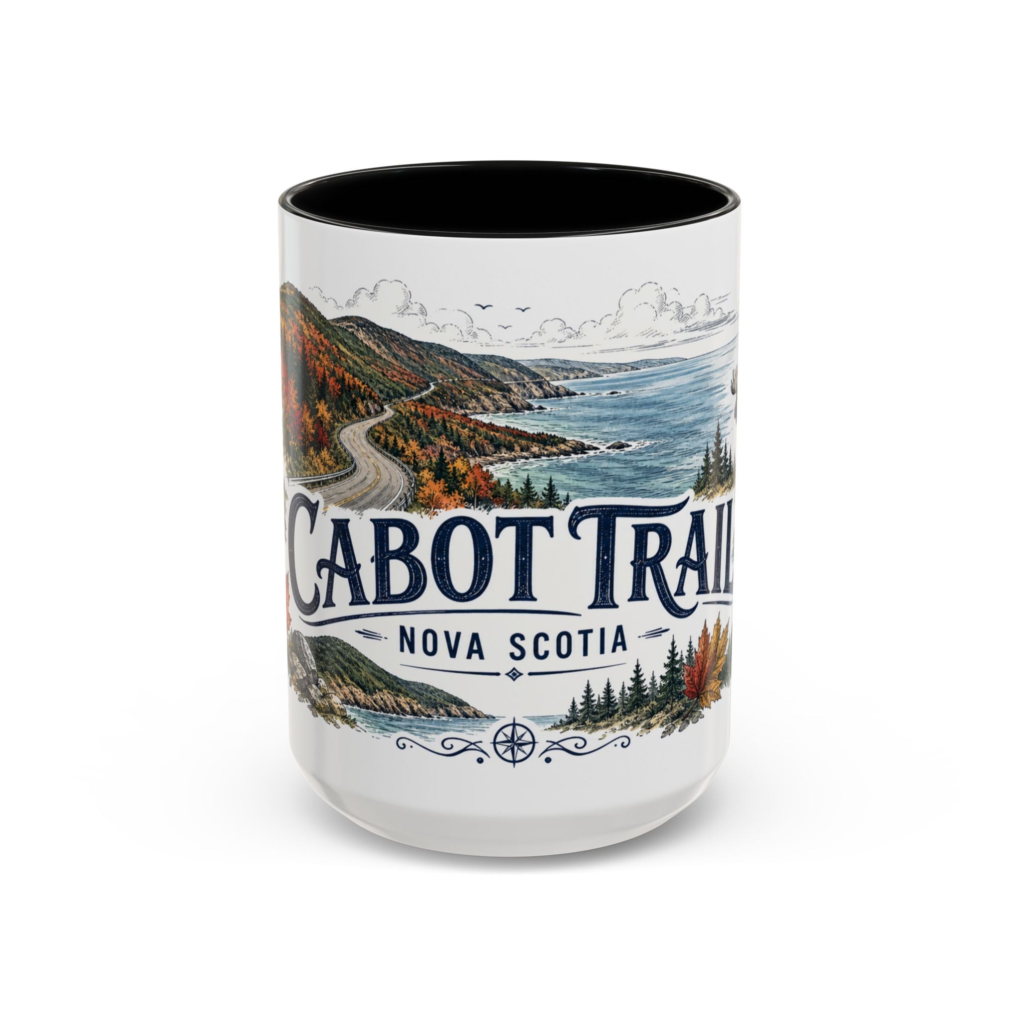 Cabot Trail Mug, Nova Scotia Travel Souvenir, Bucket List Gift, Accent Ceramic Coffee Mug 11oz 15oz