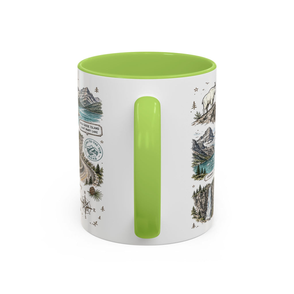 Glacier Coffee Mug | National Park Hiking Montana Gift | Accent Color Ceramic 11oz 15oz