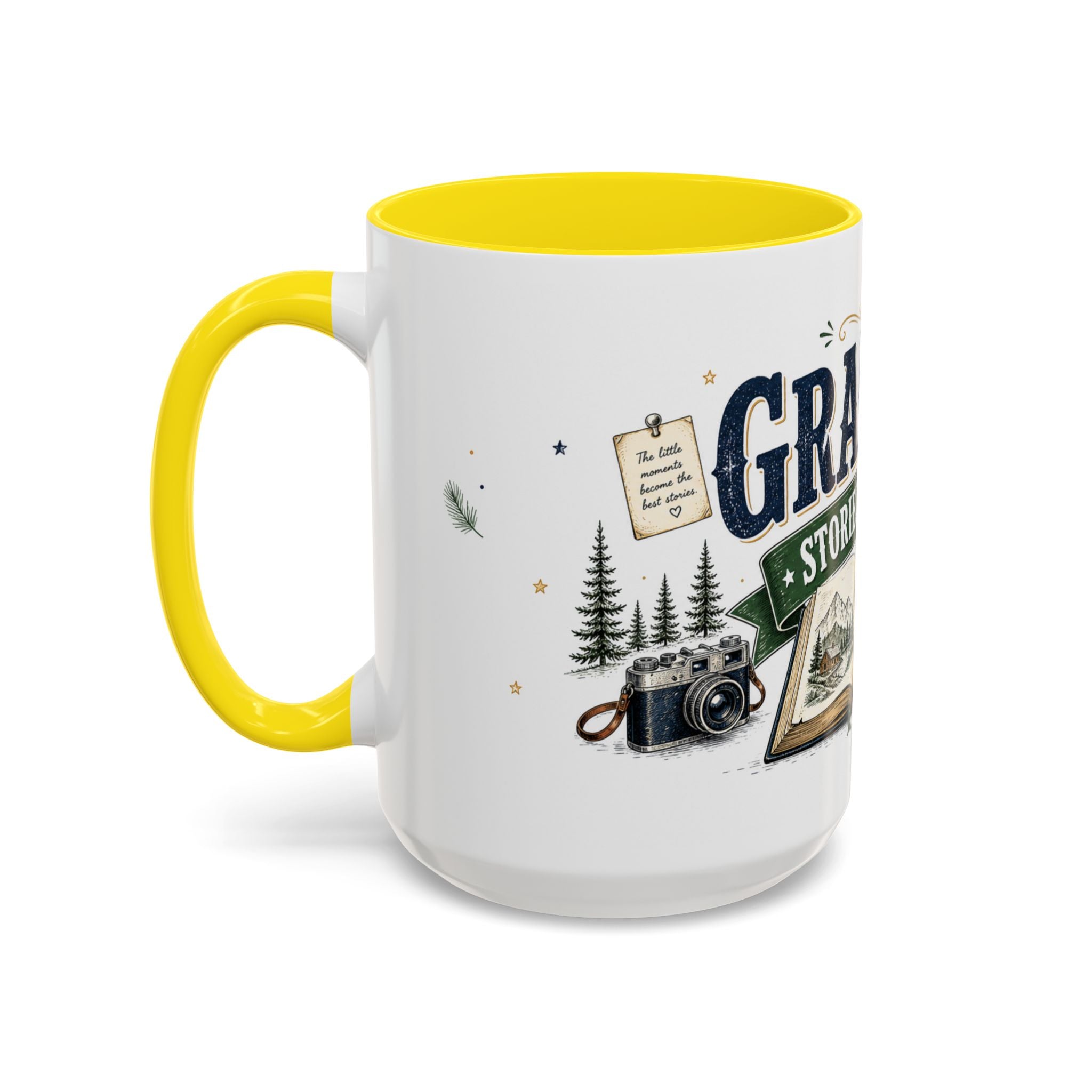 Grandpa's Stories Are The Best Coffee Mug | Gift From Grandkids | Accent Color Ceramic 11oz 15oz