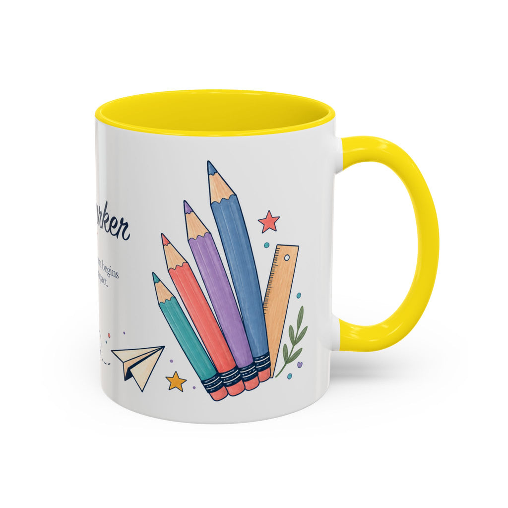 Personalized First Year Teacher Mug | Custom Name Pencil Coffee Cup