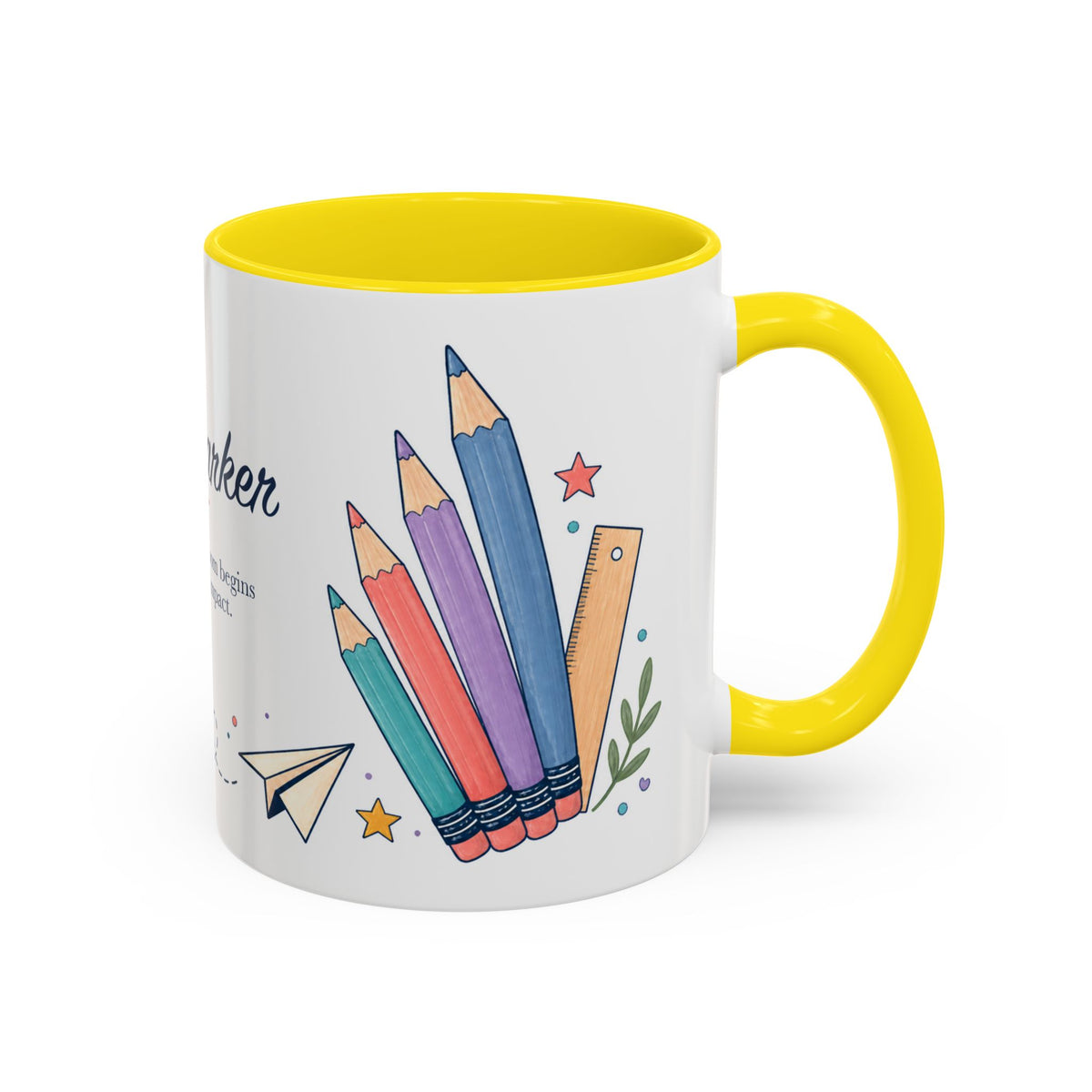 Personalized First Year Teacher Mug | Custom Name Pencil Coffee Cup