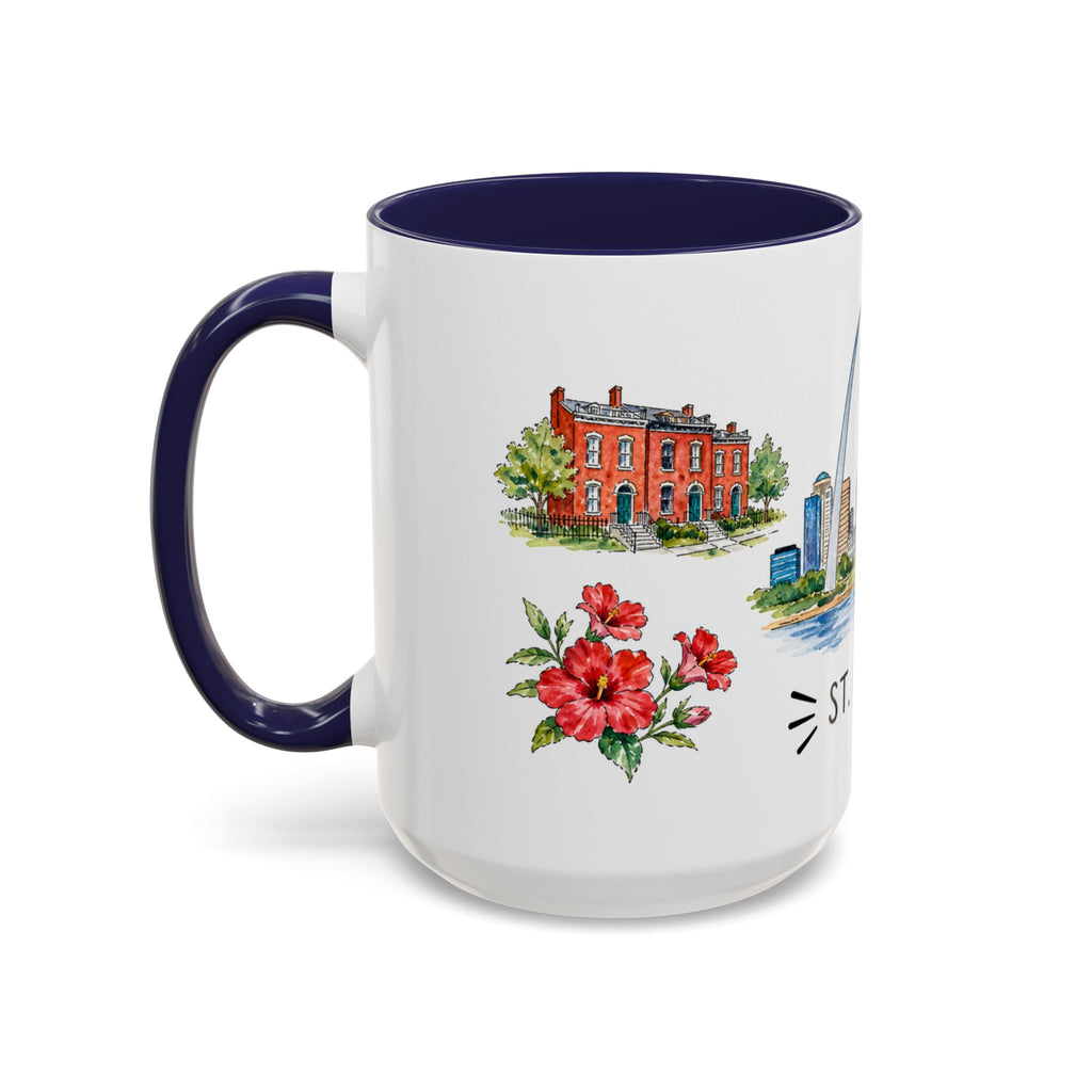 St. Louis Illustrated Travel Mug | City Souvenir Accent Coffee Mug | 11oz 15oz Ceramic Cup