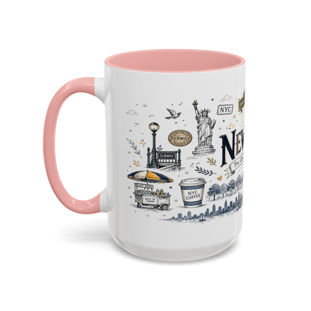 New York City Coffee Mug | New York Souvenir Travel Gift | Accent Color Ceramic 11oz 15oz