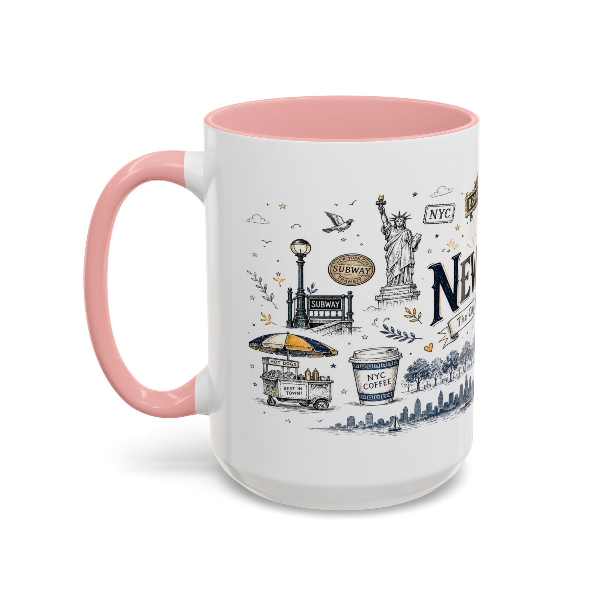 New York City Coffee Mug | New York Souvenir Travel Gift | Accent Color Ceramic 11oz 15oz