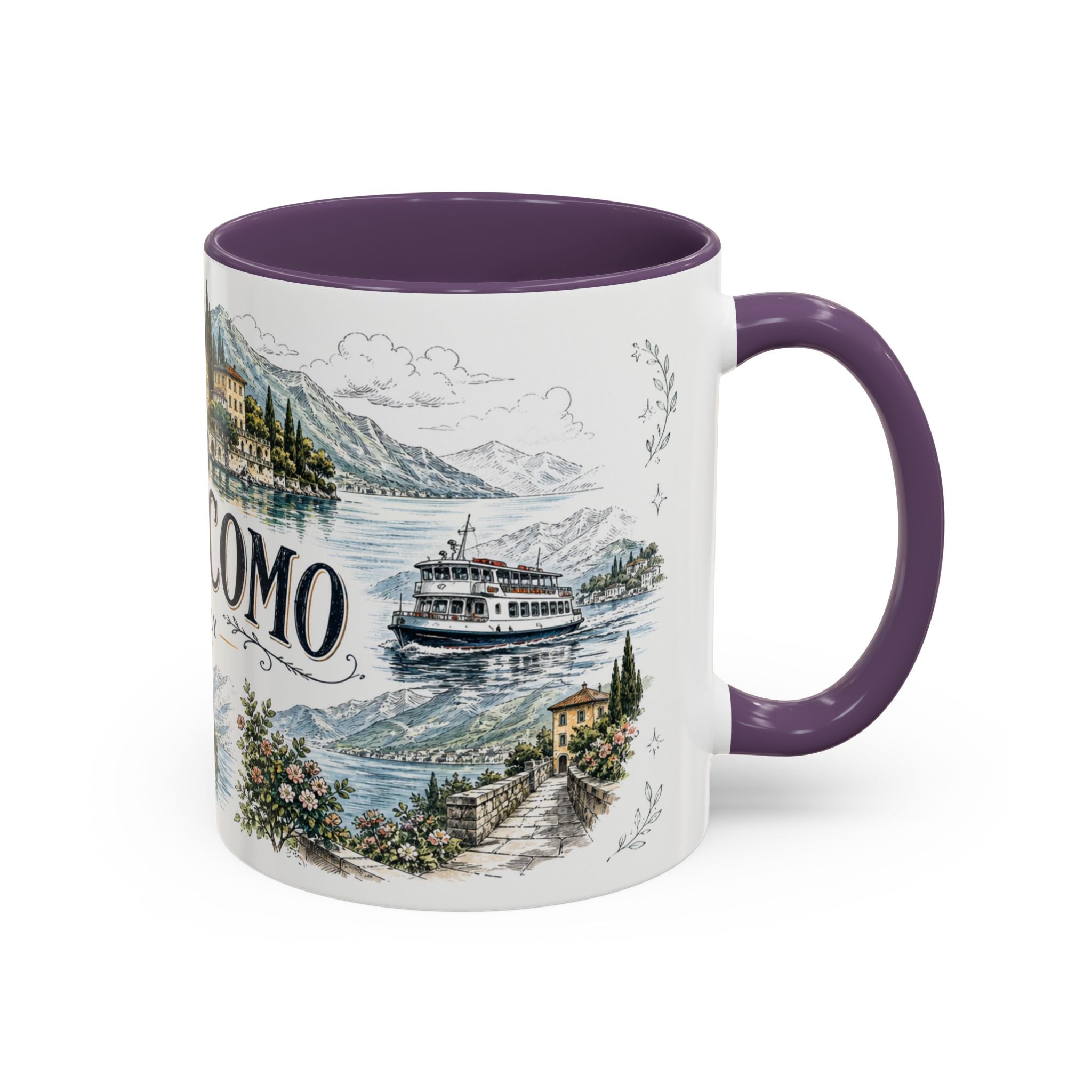 Lake Como Mug, Italy Travel Souvenir, Bucket List Gift, Accent Ceramic Coffee Mug 11oz 15oz