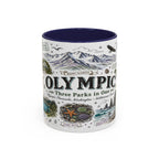 Olympic Coffee Mug | National Park Hiking Rainforest Gift | Accent Color Ceramic 11oz 15oz