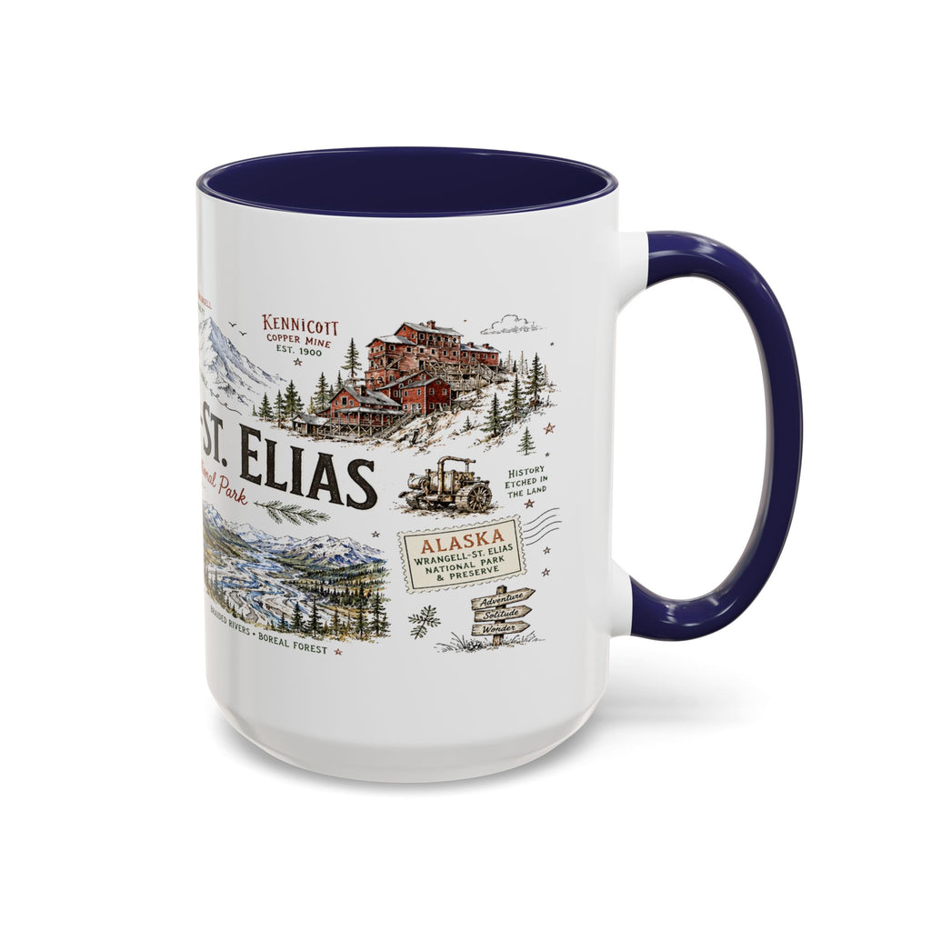 Wrangell-St. Elias National Park Coffee Mug | Alaska Wilderness Climbing Gift | Accent Color Ceramic 11oz 15oz