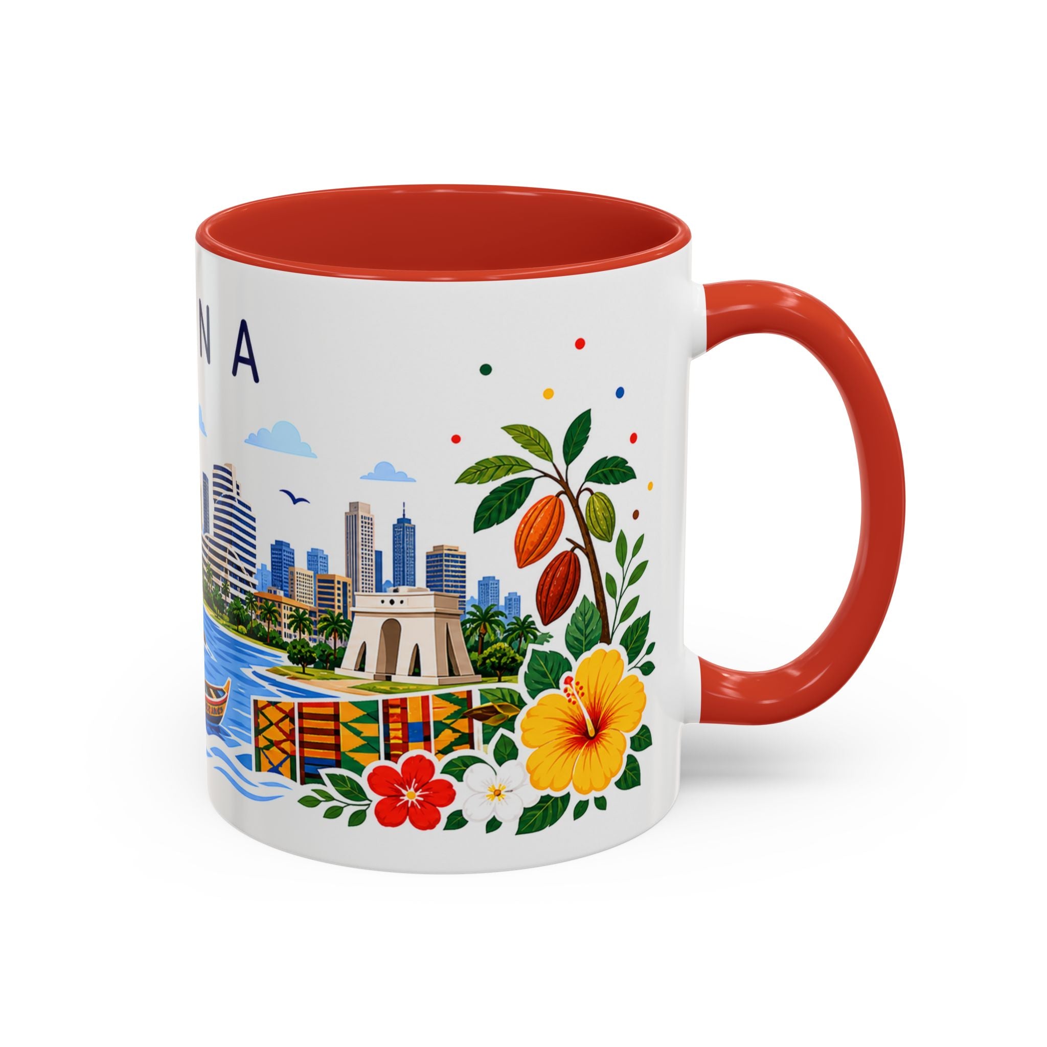 Ghana Coffee Mug | Travel Souvenir Accent Mug | Place Gift Ceramic Cup 11oz 15oz
