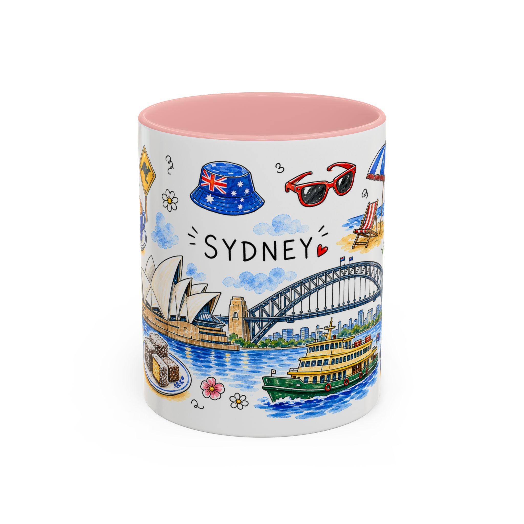 Sydney Illustrated Travel Mug | City Souvenir Accent Coffee Mug | 11oz 15oz Ceramic Cup