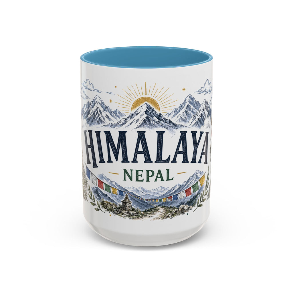 Himalaya Coffee Mug | Travel Destination Souvenir Gift | Accent Color Ceramic 11oz 15oz