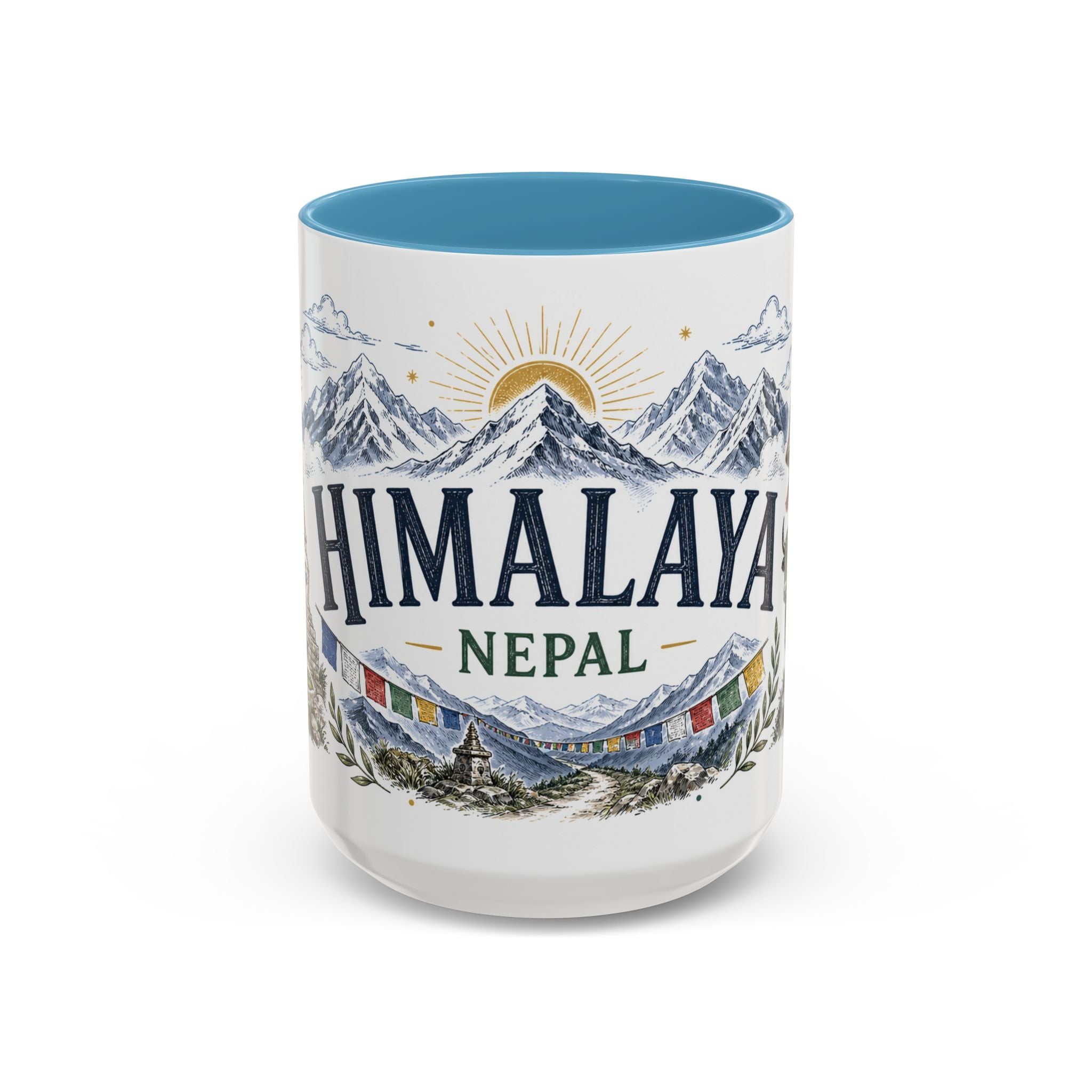 Himalaya Coffee Mug | Travel Destination Souvenir Gift | Accent Color Ceramic 11oz 15oz