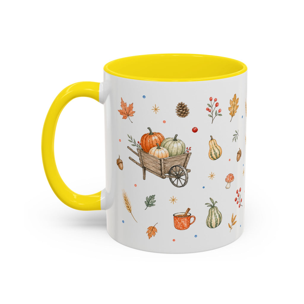 Thanksgiving Mug | Country Harvest Watercolor Gift | Pumpkin Scarecrow Accent Cup 11oz 15oz