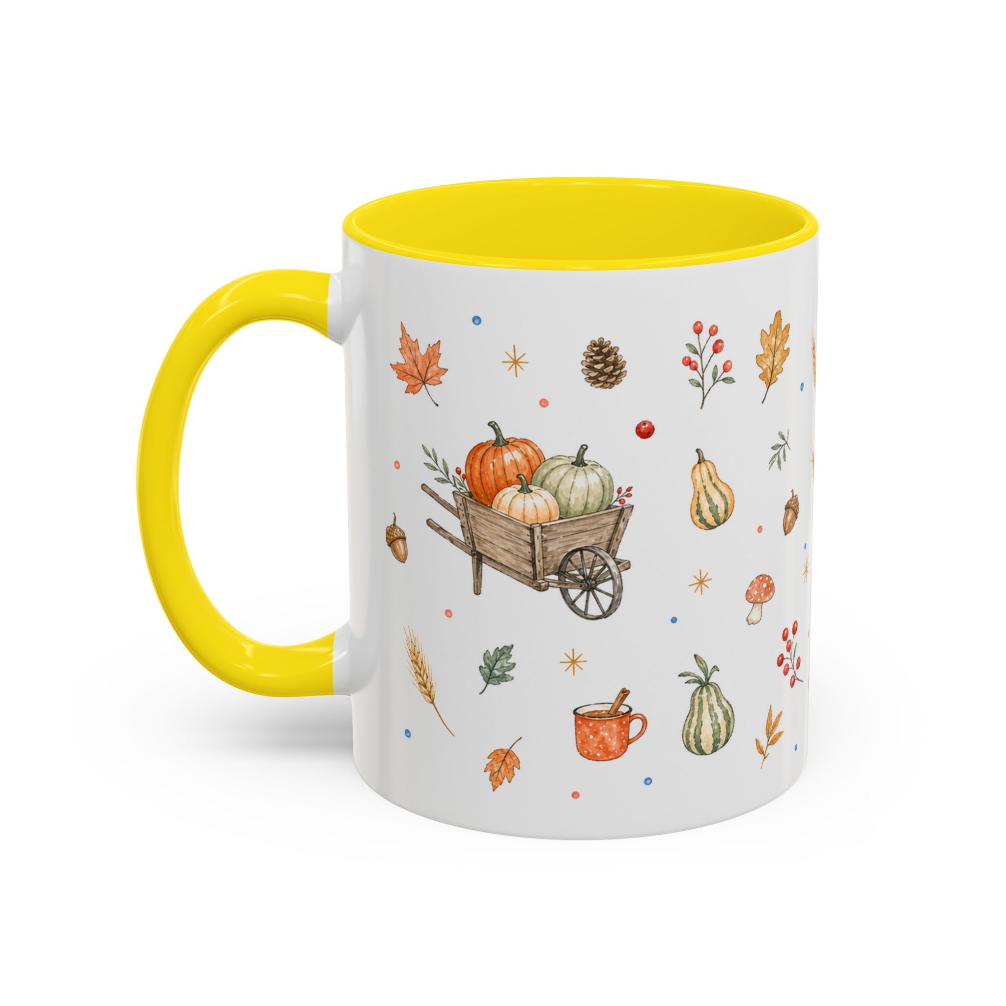 Thanksgiving Mug | Country Harvest Watercolor Gift | Pumpkin Scarecrow Accent Cup 11oz 15oz