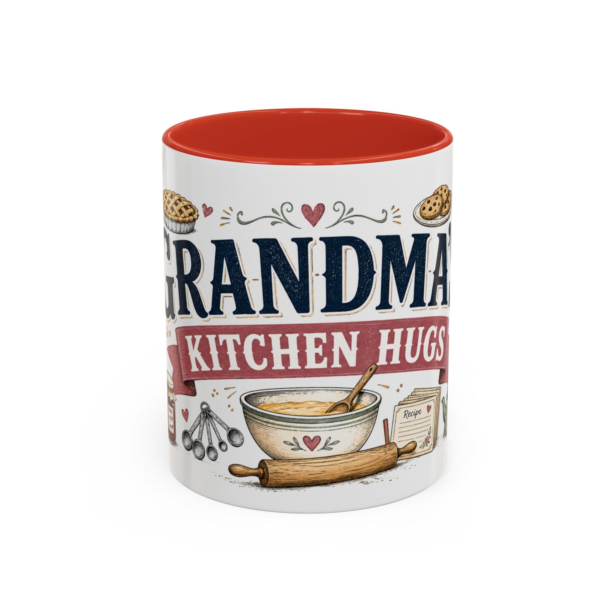 Grandma's Kitchen Hugs Coffee Mug | Gift From Grandkids | Accent Color Ceramic 11oz 15oz