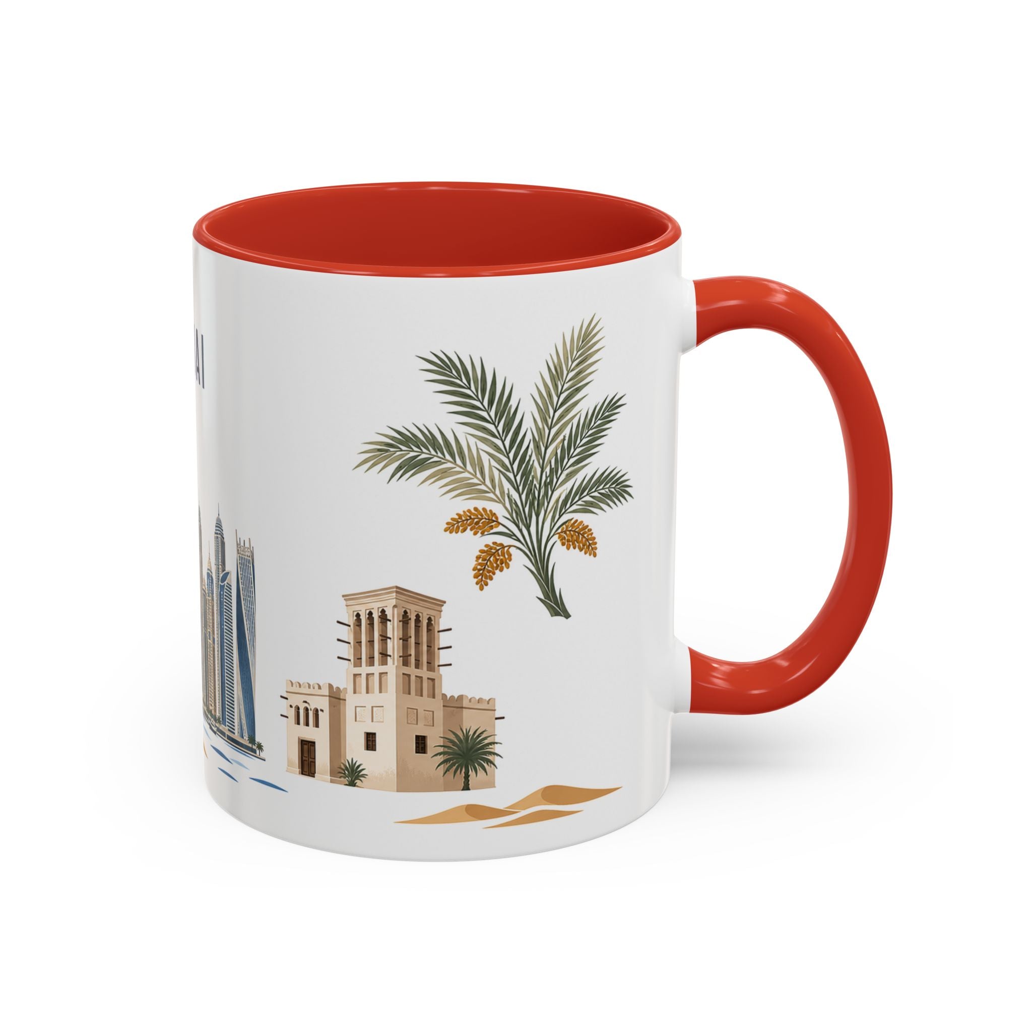Dubai Coffee Mug | United Arab Emirates Travel Souvenir | Porcelain Decal City Gift | 11oz 15oz Accent Mug