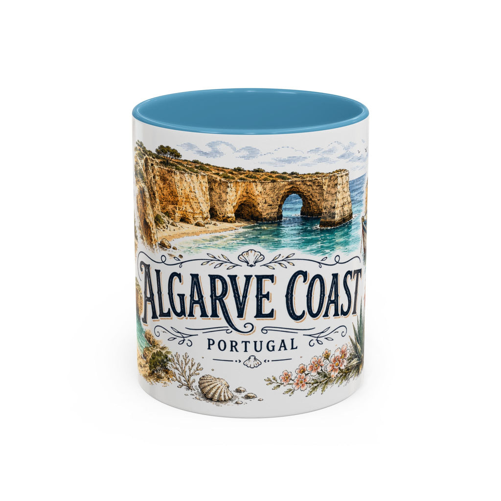 Algarve Coast Mug, Portugal Travel Souvenir, Bucket List Gift, Accent Ceramic Coffee Mug 11oz 15oz