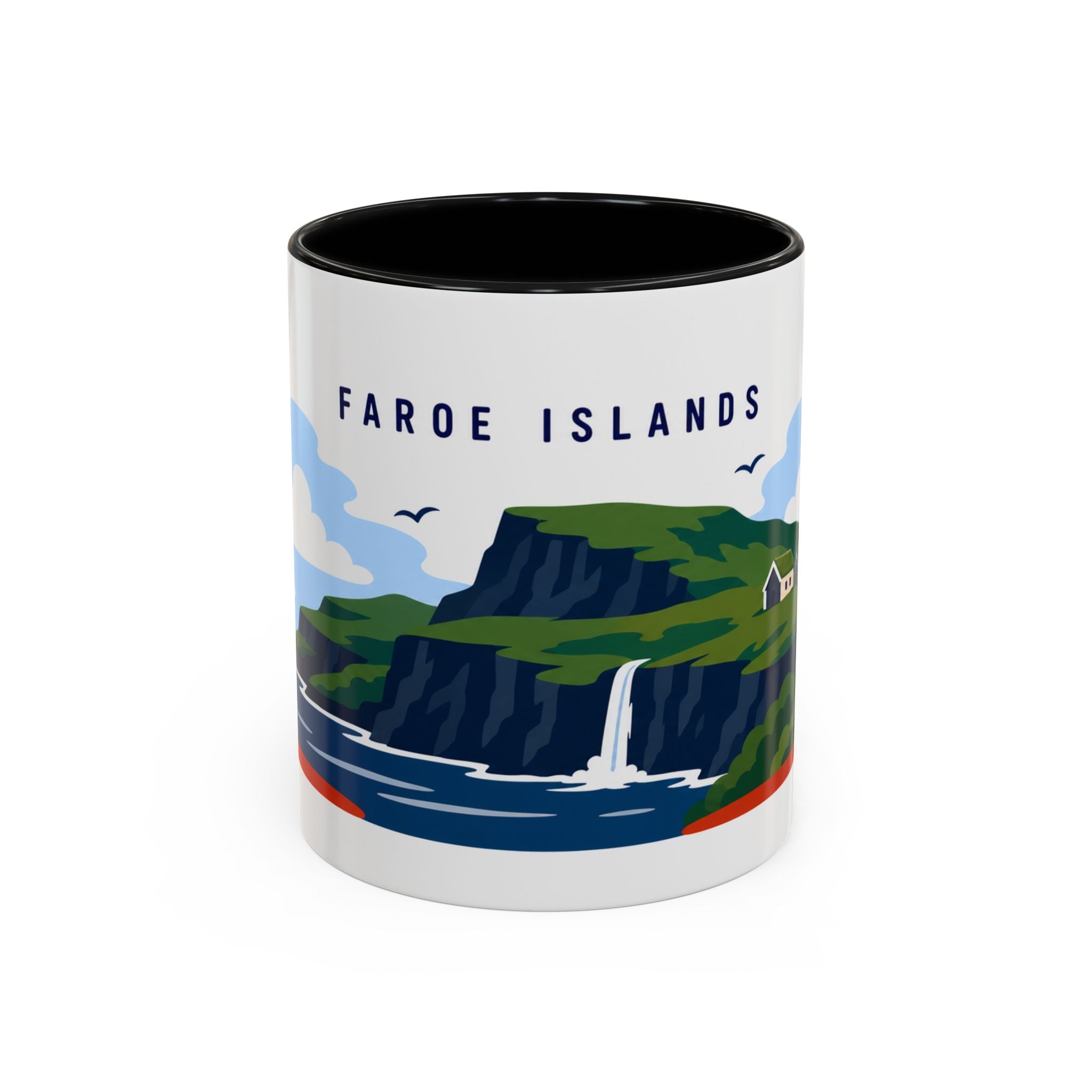 Faroe Islands Coffee Mug | Travel Destination Souvenir Gift | Accent Color Ceramic 11oz 15oz