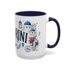 Santorini Coffee Mug | Travel Destination Souvenir Gift | Accent Color Ceramic 11oz 15oz