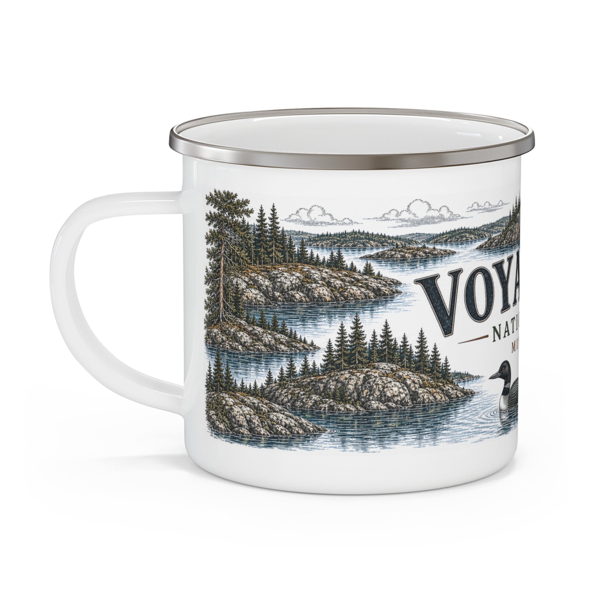 Voyageurs National Park Vintage Enamel Camping Mug | 12oz National Park Hiking Gift